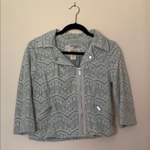 BKE cropped and comfy lace zip up sweater